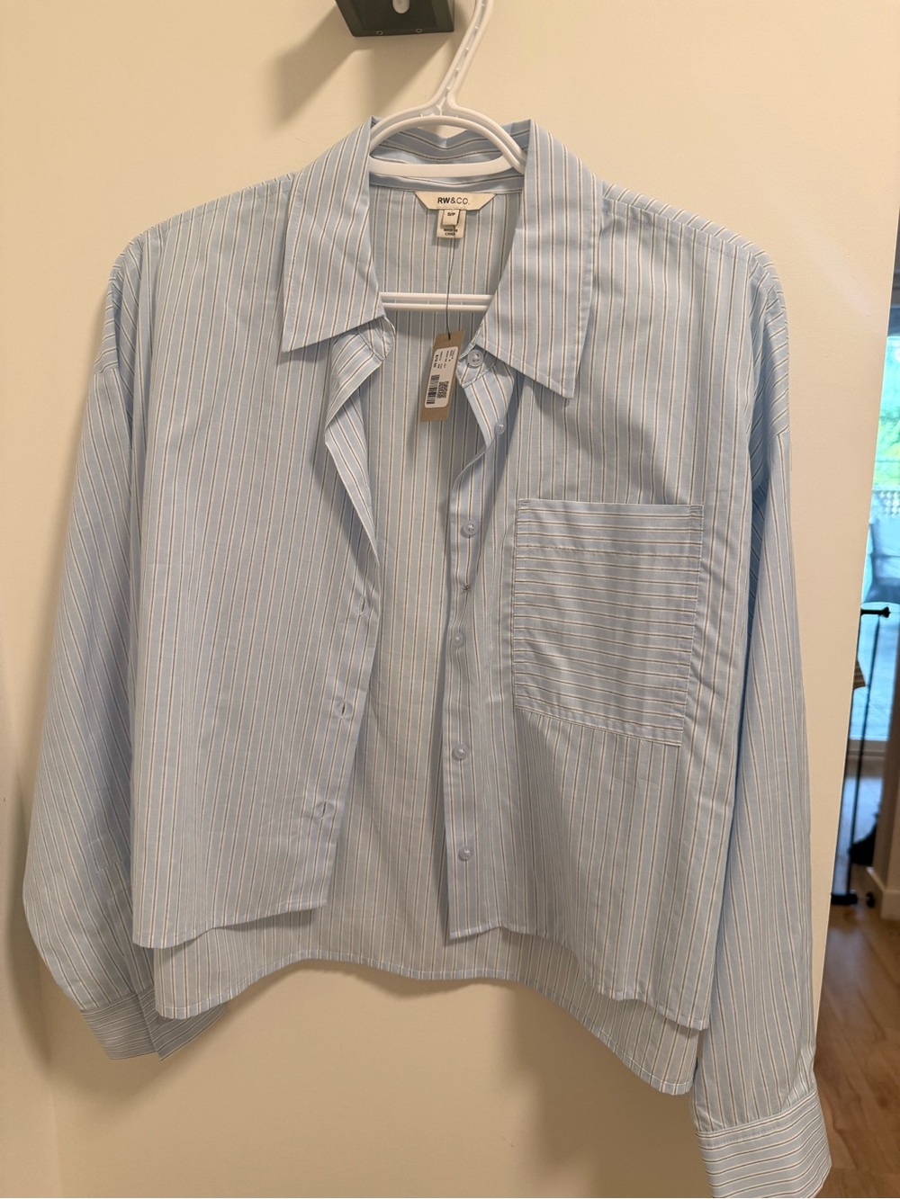 RW&CO. Light Blue and White Pinstripe Button-Up Shirt